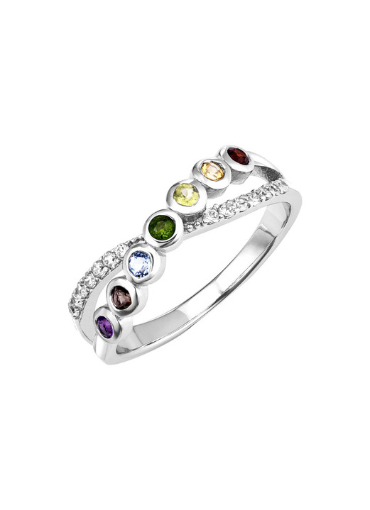Ringe - Strahlende Eleganz: Damenring mit echten Edelsteinen Ansicht 2 Ringe - Strahlende Eleganz: Damenring mit echten Edelsteinen, in Größe 160 bis 220, in Farbe  Ansicht 2