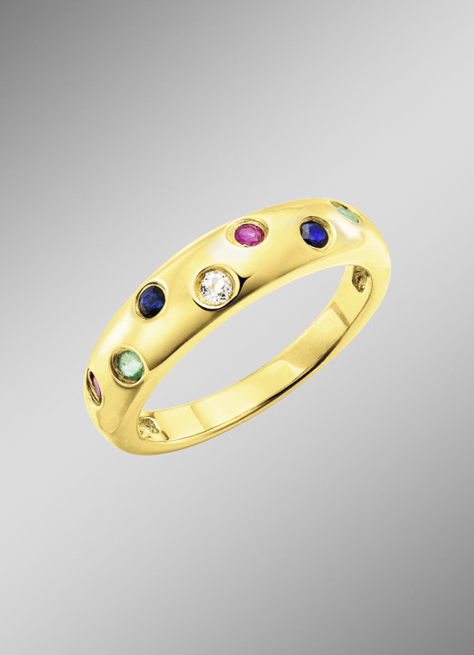 Ringe - Strahlende Eleganz: Damenring mit echten Edelsteinen, in Größe 160 bis 220, in Farbe  Ansicht 1