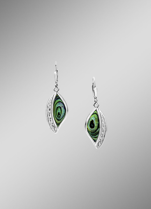 Ohrschmuck - Elegane Ohrringe aus Silber mit echtem Abalone-Perlmutt, in Farbe  Ansicht 1