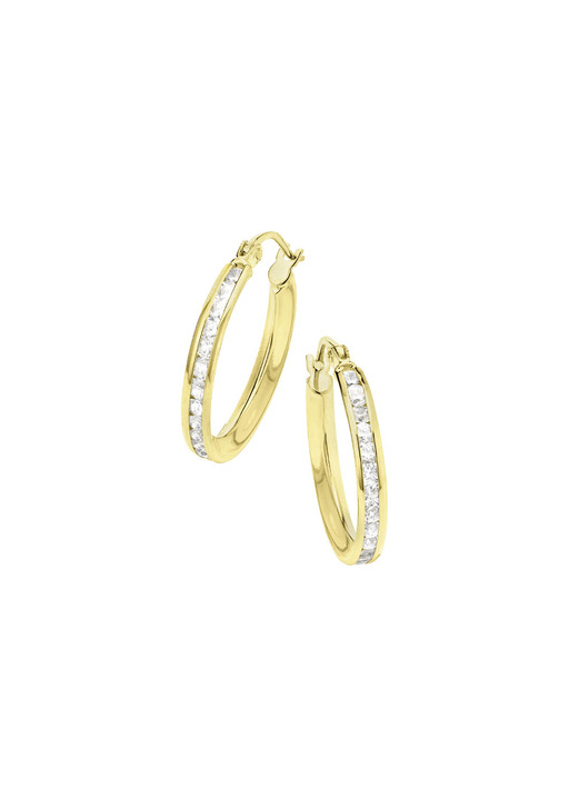 Ohrschmuck - Funkelnde Eleganz: Creolen mit synth. Zirkonia, in Farbe  Ansicht 2