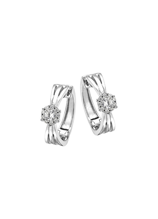 Ohrschmuck - Elegante Creolen mit synth. Zirkonia Ansicht 2 Ohrschmuck - Elegante Creolen mit synth. Zirkonia, in Farbe  Ansicht 2