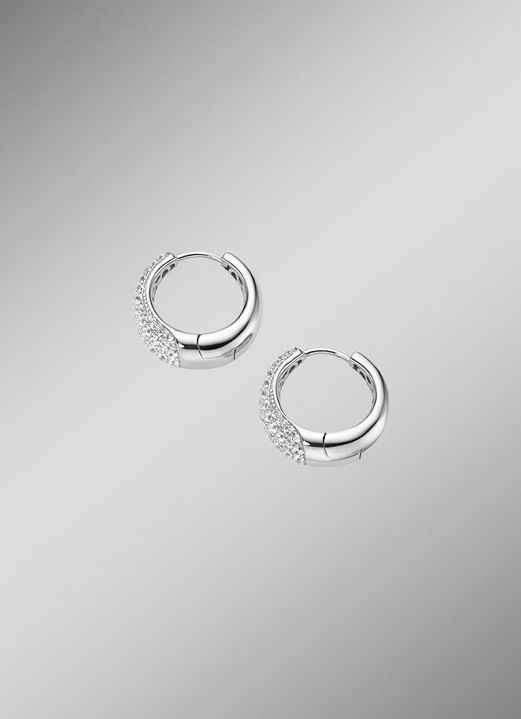Ohrschmuck - Klappcreolen mit Zirkonia Ansicht 2 Ohrschmuck - Klappcreolen mit Zirkonia, in Farbe  Ansicht 2