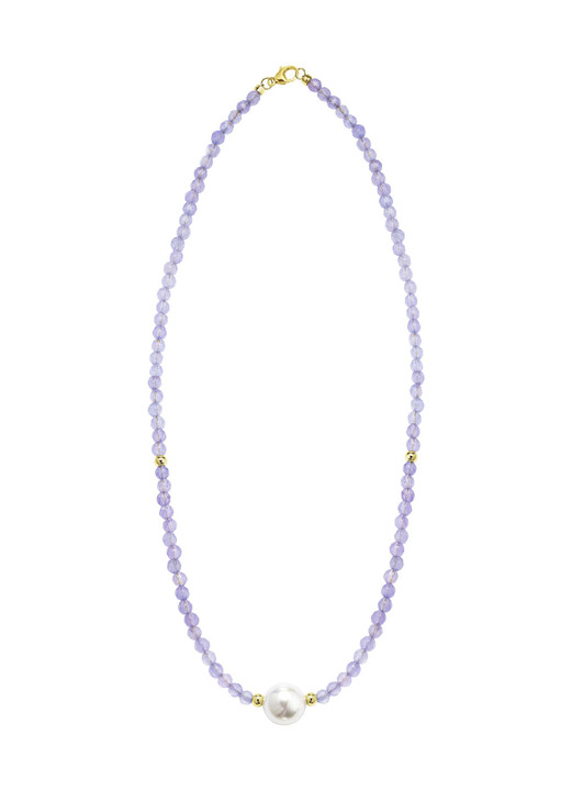 Halsketten - Halskette mit Perlenschimmer und Edelsteinglanz Ansicht 2 Halsketten - Halskette mit Perlenschimmer und Edelsteinglanz, in Farbe  Ansicht 2