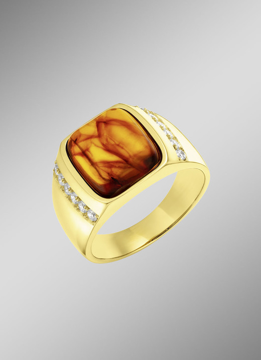 Ringe - Herrenring mit echtem Bernstein, in Größe 180 bis 240, in Farbe  Ansicht 1