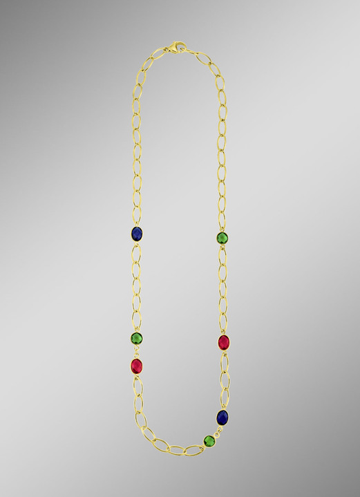 Halsketten - Farbenfrohe Eleganz: Halskette mit Quarzen in verschiedenen Farben Ansicht 2 Halsketten - Farbenfrohe Eleganz: Halskette mit Quarzen in verschiedenen Farben, in Farbe  Ansicht 2