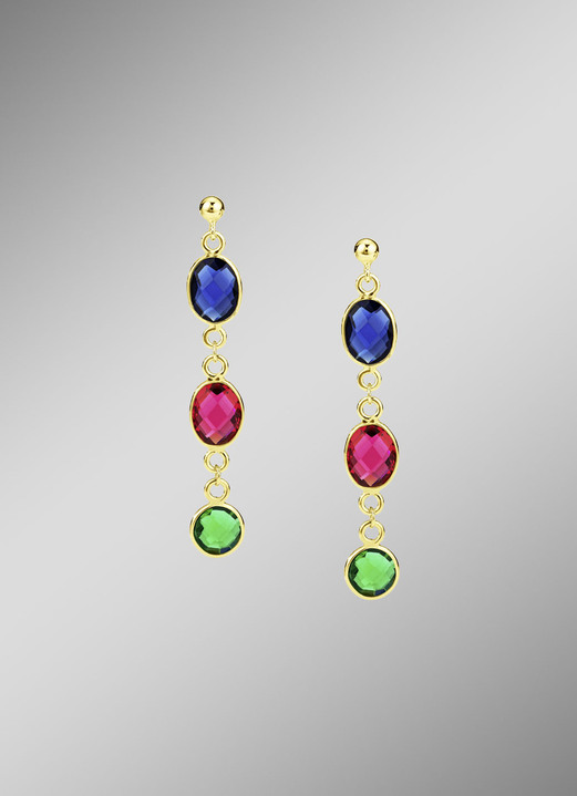Ohrschmuck - Farbenfrohe Eleganz: Ohrstecker mit Quarzen in verschiedenen Farben, in Farbe  Ansicht 2