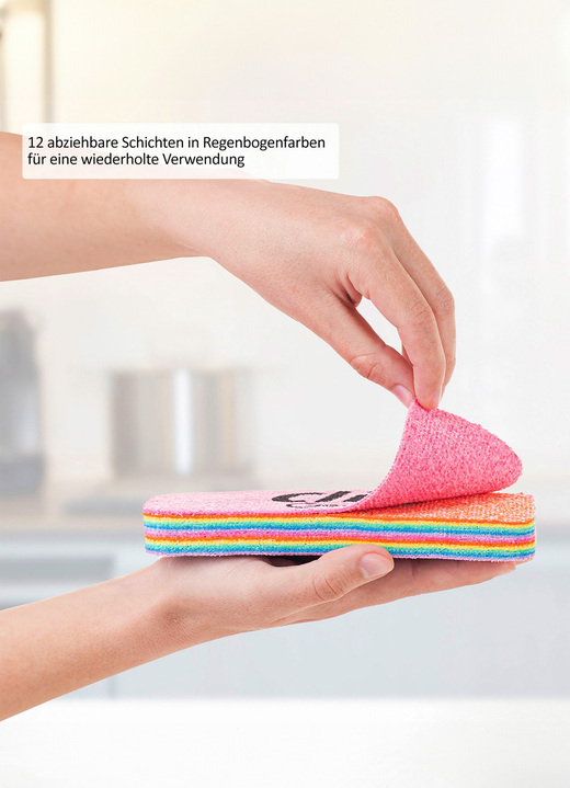 - Regenbogen-Schwämme, 2er-Set, in Farbe BUNT Ansicht 2