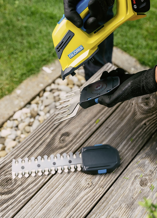 Gartenpflege - Gloria Finecut Compact 18V Gras-/Strauchschere, in Farbe GELB-BLAU Ansicht 2
