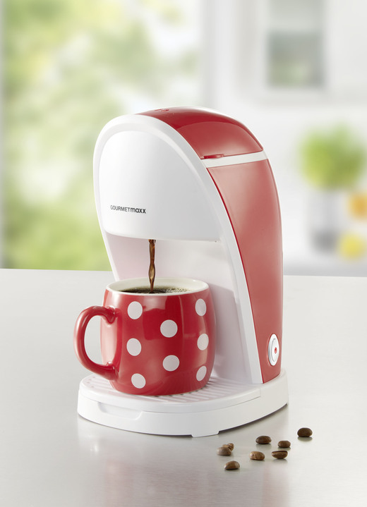 Kaffeemaschinen - 1-Tassen-Kaffeemaschine für den schnellen Kaffeegenuss, in Farbe ROT Ansicht 1