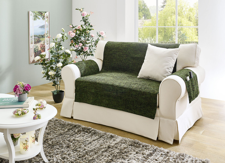 Sessel- & Sofaüberwürfe - Sessel,- Couch,- und Armlehnschoner , in Größe 101 (Sesselschoner, 50x140 cm) bis 865 (Armlehnenschoner, 2er-Set, 38x55 cm), in Farbe SILBER Ansicht 6