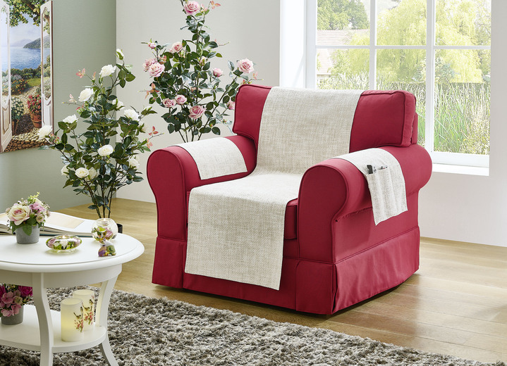 Sessel- & Sofaüberwürfe - Sessel,- Couch,- und Armlehnschoner , in Größe 101 (Sesselschoner, 50x140 cm) bis 865 (Armlehnenschoner, 2er-Set, 38x55 cm), in Farbe SILBER Ansicht 7