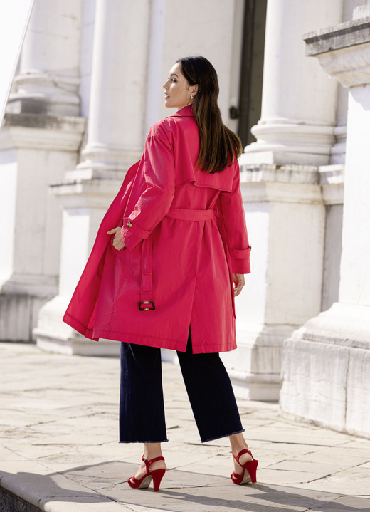 Lang - Trenchcoat mit Gürtel, in Größe 036 bis 052, in Farbe FEUERROT Ansicht 3