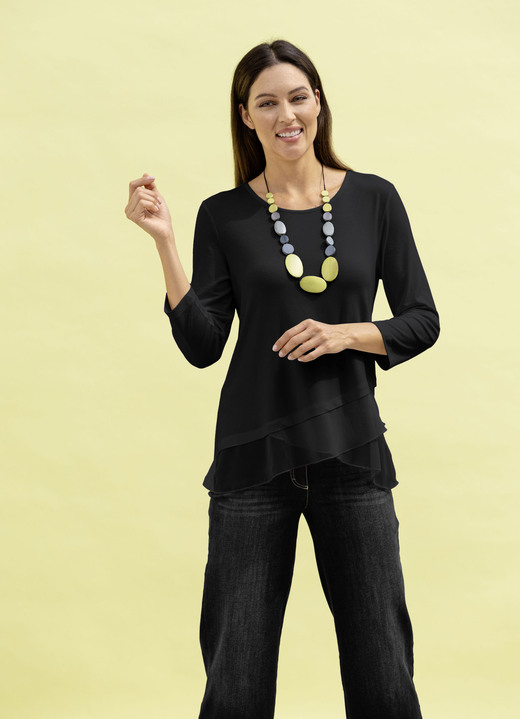 3/4-Arm - Shirt-Tunika mit Stufen-Volants, in Größe 036 bis 052, in Farbe ECRU Ansicht 2