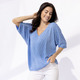 Kurzarm - Pulli in sehr weicher Qualität – Farbe BLEU – Ansicht 1 Kurzarm - Pulli in sehr weicher Qualität, in Größe L(44/46) bis XS(32/34), in Farbe ROSÉ – Farbe BLEU – Ansicht 1