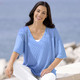 Kurzarm - Pulli in sehr weicher Qualität – Farbe BLEU – Ansicht 2 Kurzarm - Pulli in sehr weicher Qualität, in Größe L(44/46) bis XS(32/34), in Farbe ROSÉ – Farbe BLEU – Ansicht 2