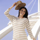 3/4-Arm - Pullover in Ringeldessin, in Größe L(44/46) bis XS(32/34), in Farbe ECRU-BEIGE – Farbe ECRU-BEIGE – Ansicht 2
