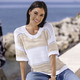 Kurzarm - Pulli aus reiner Baumwolle – Farbe BEIGE-WEISS – Ansicht 3 Kurzarm - Pulli aus reiner Baumwolle, in Größe L(44/46) bis XS(32/34), in Farbe BEIGE-WEISS – Farbe BEIGE-WEISS – Ansicht 3