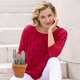 3/4-Arm - Pullover mit Rautendessin – Farbe ROT – Ansicht 1 3/4-Arm - Pullover mit Rautendessin, in Größe 036 bis 052, in Farbe ROT – Farbe ROT – Ansicht 1