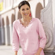 3/4-Arm - Pullover mit dekorativem Ausschnitt – Farbe ROSA – Ansicht 2 3/4-Arm - Pullover mit dekorativem Ausschnitt, in Größe 036 bis 052, in Farbe ROT – Farbe ROSA – Ansicht 2