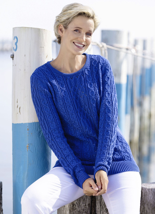 Pullover - Pullover in Strukturmustermix, in Größe 038 bis 054, in Farbe ROYALBLAU Ansicht 1