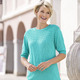 Kurzarm - Pulli in Mustermix – Farbe TÜRKIS – Ansicht 1 Kurzarm - Pulli in Mustermix, in Größe 036 bis 052, in Farbe TÜRKIS – Farbe TÜRKIS – Ansicht 1