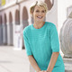 Kurzarm - Pulli in Mustermix – Farbe TÜRKIS – Ansicht 2 Kurzarm - Pulli in Mustermix, in Größe 036 bis 052, in Farbe TÜRKIS – Farbe TÜRKIS – Ansicht 2