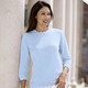 3/4-Arm - Pullover in Ajourdessin – Farbe BLEU – Ansicht 2 3/4-Arm - Pullover in Ajourdessin, in Größe 036 bis 052, in Farbe BLEU – Farbe BLEU – Ansicht 2