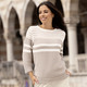 3/4-Arm - Pullover in Mustermix – Farbe SAND-ECRU – Ansicht 1 3/4-Arm - Pullover in Mustermix, in Größe 036 bis 052, in Farbe SAND-ECRU – Farbe SAND-ECRU – Ansicht 1