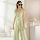Freizeitkleider - Jumpsuit mit angenähtem Hüftbindegürtel in 3 Farben – Farbe SCHILF – Ansicht 2 Freizeitkleider - Jumpsuit mit angenähtem Hüftbindegürtel in 3 Farben, in Größe 034 bis 050, in Farbe SCHWARZ – Farbe SCHILF – Ansicht 2
