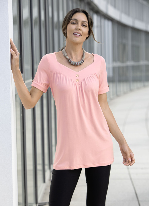 Tuniken - Tunika mit V-Ausschnitt in 2 Farben, in Größe 038 bis 054, in Farbe SCHWARZ Ansicht 4