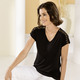 Kurzarm - Shirt mit silberfarbenen Plättchen in 2 Farben – Farbe SCHWARZ Kurzarm - Shirt mit silberfarbenen Plättchen in 2 Farben, in Größe 036 bis 054, in Farbe WEISS