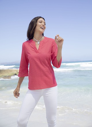 - Sommerliche Tunika, in Größe 036 bis 052, in Farbe KORALLE