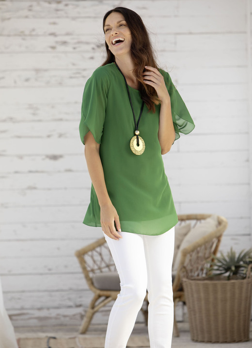 Tuniken - Unifarbene Tunika, in Größe 036 bis 054, in Farbe OLIV Ansicht 2