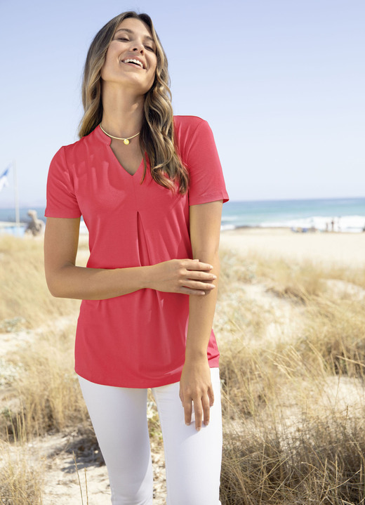 Tuniken - Unifarbene Shirt-Tunika, in Größe 036 bis 054, in Farbe GELB Ansicht 4