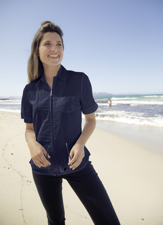 Kurzarm - Kombistarke Blusenjacke, in Größe 036 bis 052, in Farbe WEISS Ansicht 3