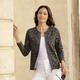 Langarm - Blusenjacke mit Glanz-Besatz – Farbe GRAU-SCHWARZ-SILBER – Ansicht 1 Langarm - Blusenjacke mit Glanz-Besatz, in Größe 036 bis 052, in Farbe GRAU-SCHWARZ-SILBER – Farbe GRAU-SCHWARZ-SILBER – Ansicht 1
