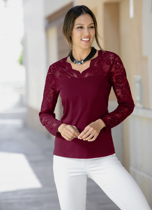 Langarm - Shirt-Tunika mit Baumwolle, in Größe 036 bis 052, in Farbe SCHWARZ Ansicht 5