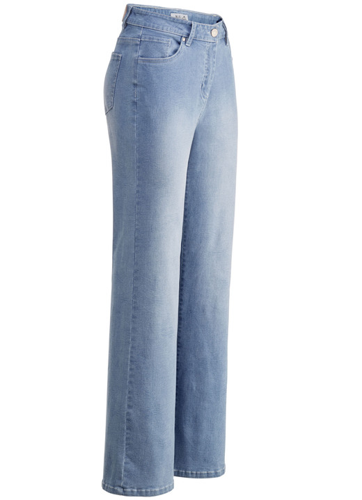 Hosen mit Knopf- und Reißverschluss - Jeans in aktueller Fingerprint-Dessinierung, in Größe 017 bis 050, in Farbe HELLBLAU Ansicht 1