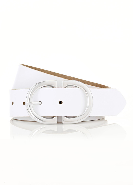 Gürtel - Modischer Damen-Gürtel aus Leder, 3,5 cm breit Gürtel - Modischer Damen-Gürtel aus Leder, 3,5 cm breit, in Größe 095 bis 115, in Farbe WEISS