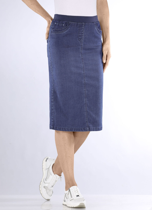 Uni - Rock in gerader Schnittführung, in Größe 036 bis 052, in Farbe HELLBLAU Ansicht 6