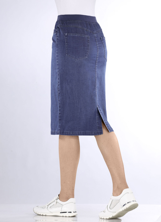 Uni - Rock in gerader Schnittführung, in Größe 036 bis 052, in Farbe JEANSBLAU Ansicht 2