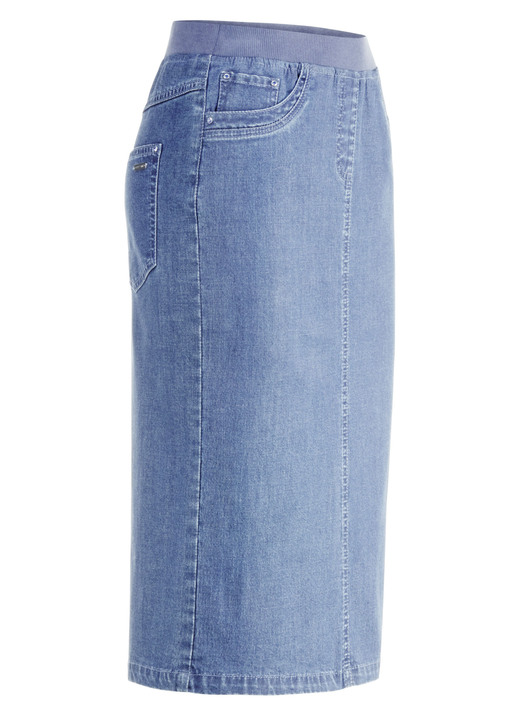 Uni - Rock in gerader Schnittführung, in Größe 036 bis 052, in Farbe HELLBLAU Ansicht 4