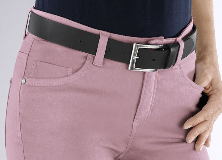 Gürtel - Trendiger Damen-Gürtel aus Leder, 3,5 cm breit, in Größe 100 bis 120, in Farbe WEISS Ansicht 10