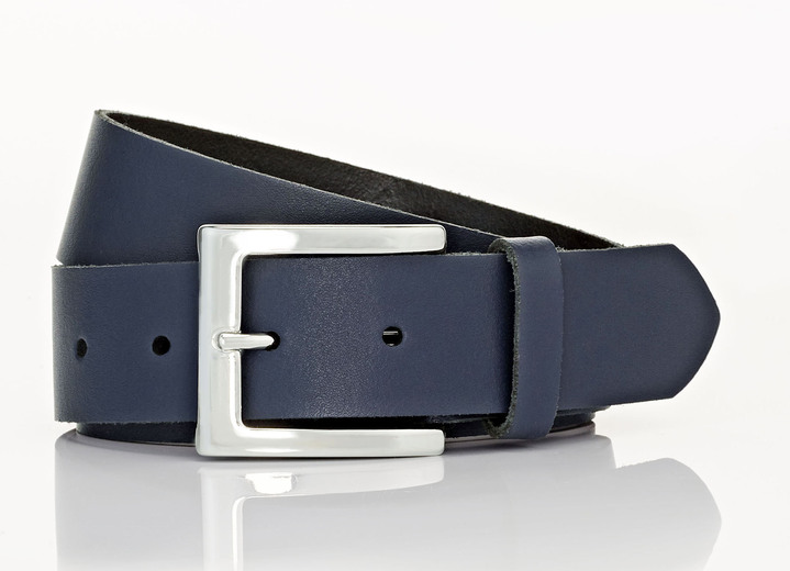 Gürtel - Trendiger Damen-Gürtel aus Leder, 3,5 cm breit Gürtel - Trendiger Damen-Gürtel aus Leder, 3,5 cm breit, in Größe 100 bis 120, in Farbe MARINE