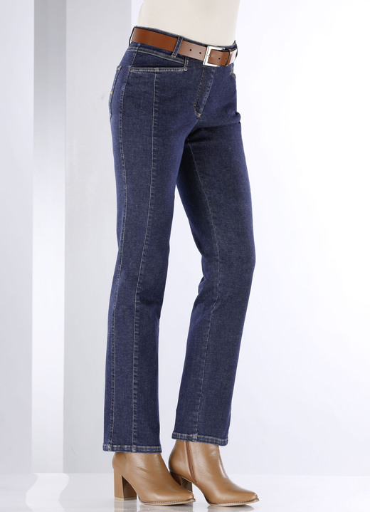 Hosen mit Knopf- und Reißverschluss - Jeans in 4-Pocket-Form Ansicht 3 Hosen mit Knopf- und Reißverschluss - Jeans in 4-Pocket-Form, in Größe 018 bis 052, in Farbe DUNKELBLAU Ansicht 3