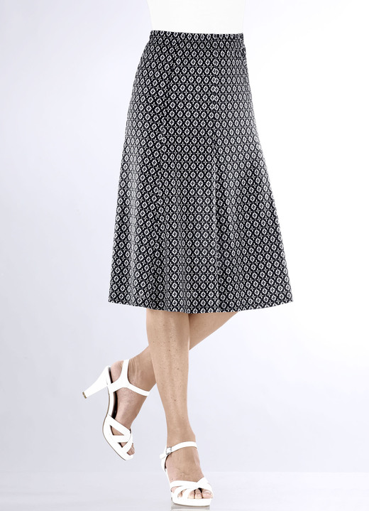 Gemustert - Tragangenehmer Bahnenrock  Ansicht 3 Gemustert - Tragangenehmer Bahnenrock , in Größe 036 bis 054, in Farbe MARINE-WEISS-BLAU Ansicht 3