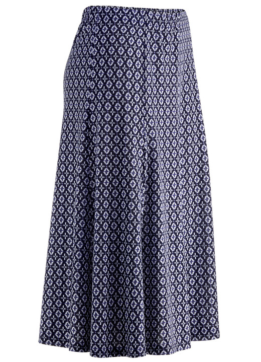 Gemustert - Tragangenehmer Bahnenrock  Ansicht 2 Gemustert - Tragangenehmer Bahnenrock , in Größe 036 bis 054, in Farbe MARINE-WEISS-BLAU Ansicht 2