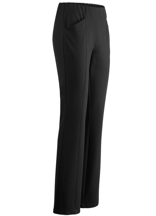 Hosen in Schlupfform - Jerseyhose mit ausgestellter Fußweite Hosen in Schlupfform - Jerseyhose mit ausgestellter Fußweite, in Größe 018 bis 054, in Farbe SCHWARZ