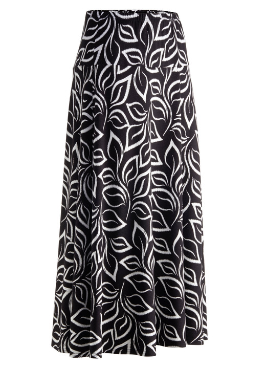 Gemustert - Rock in leichter Tellerform, in Größe 018 bis 054, in Farbe SCHWARZ-WEISS Ansicht 2