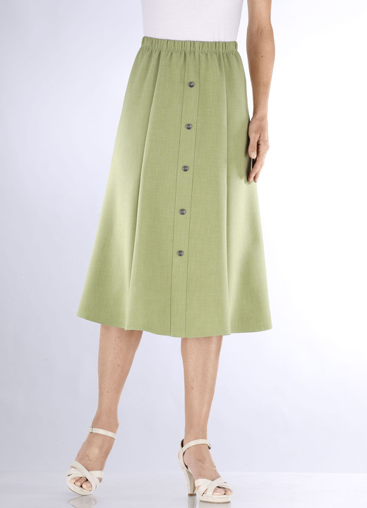 Uni - Rock mit Zierknopfblende Ansicht 3 Uni - Rock mit Zierknopfblende, in Größe 019 bis 054, in Farbe HELLBLAU MELANGE Ansicht 3